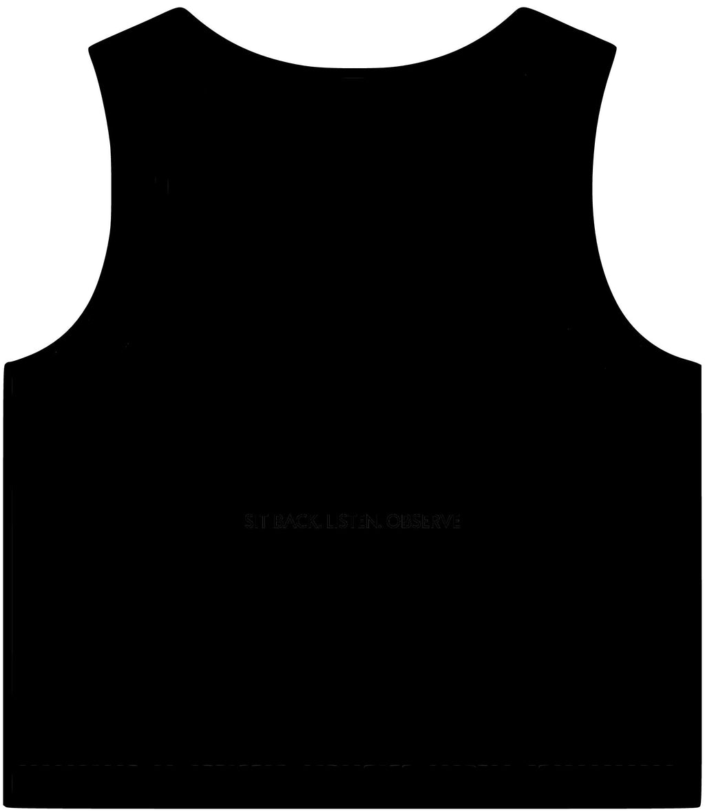 SLaO Women’s Essential Rib Crop Tank — Sit Back. Listen. Observe.