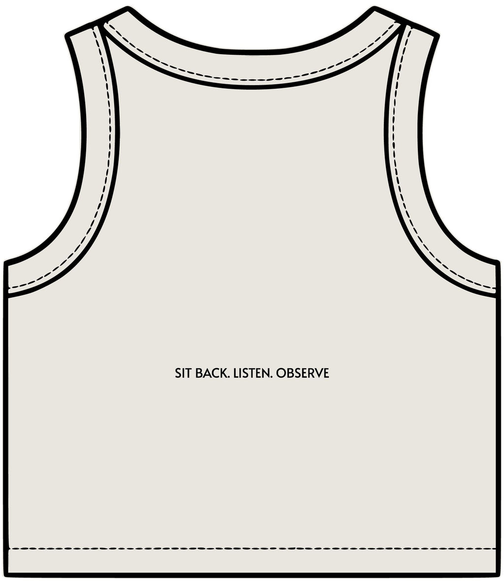 SLaO Women’s Essential Rib Crop Tank — Sit Back. Listen. Observe.