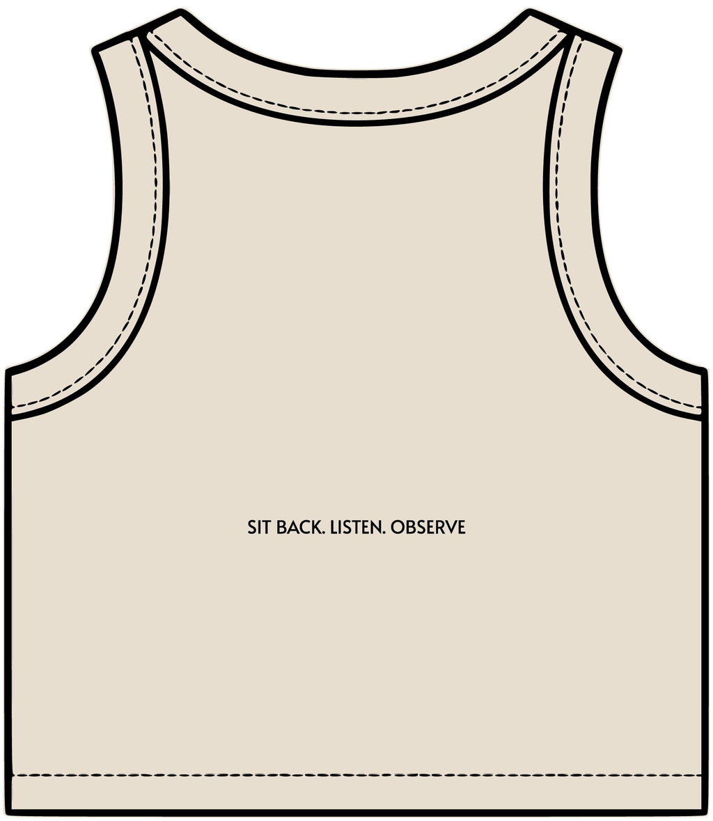 SLaO Women’s Essential Rib Crop Tank — Sit Back. Listen. Observe.
