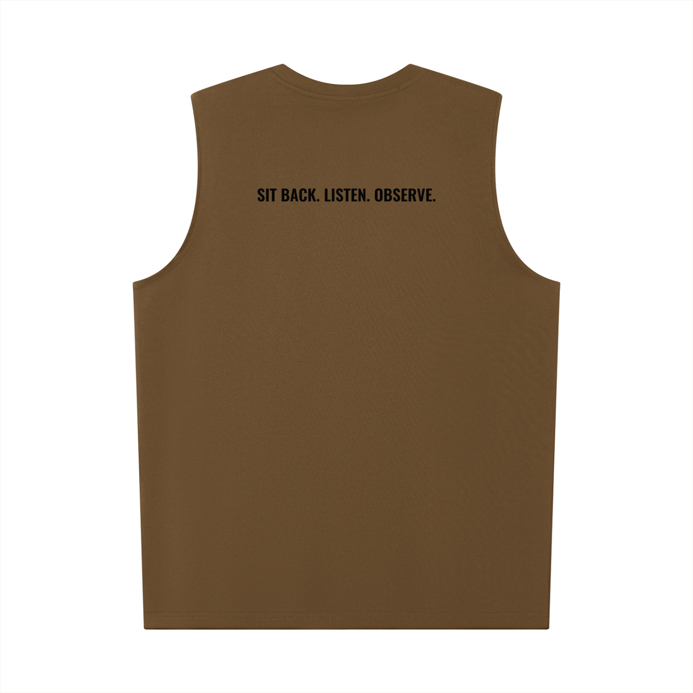 SLaO Men’s Oversized Cotton Tank — Sit Back. Listen. Observe.
