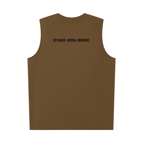 SLaO Men’s Oversized Cotton Tank — Sit Back. Listen. Observe.