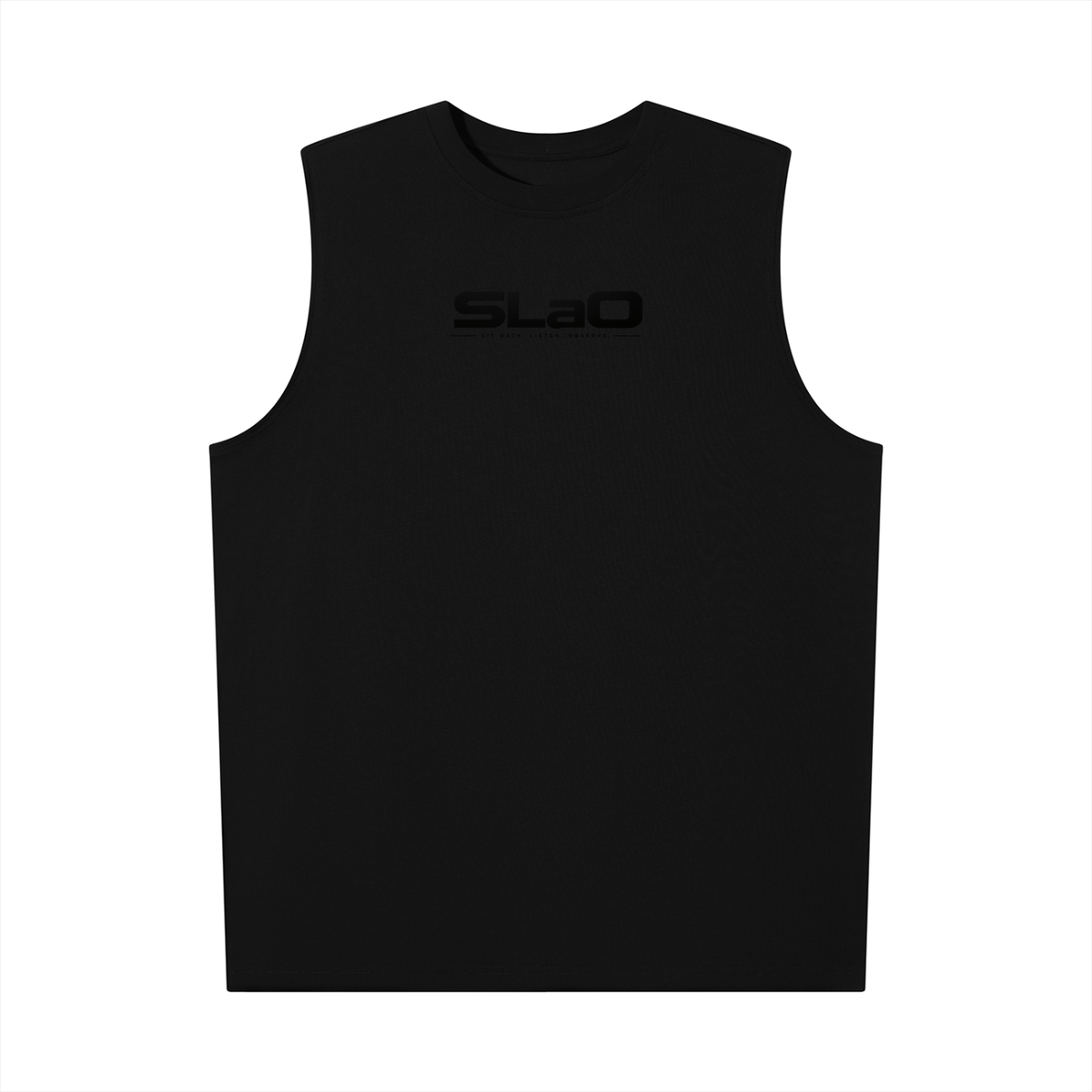 SLaO Men’s Oversized Cotton Tank — Sit Back. Listen. Observe.