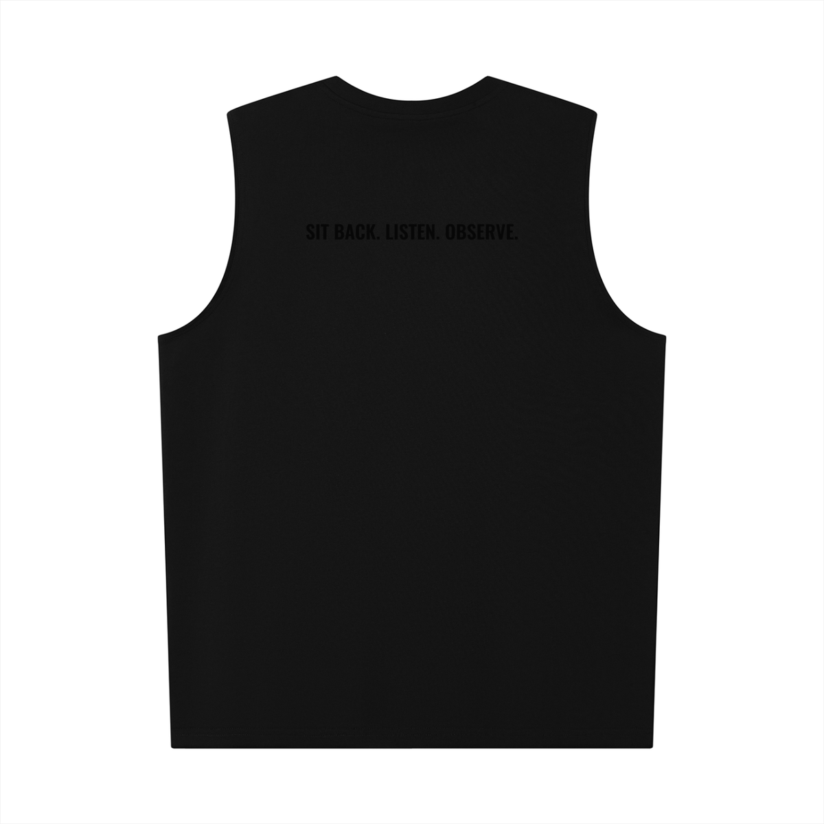 SLaO Men’s Oversized Cotton Tank — Sit Back. Listen. Observe.