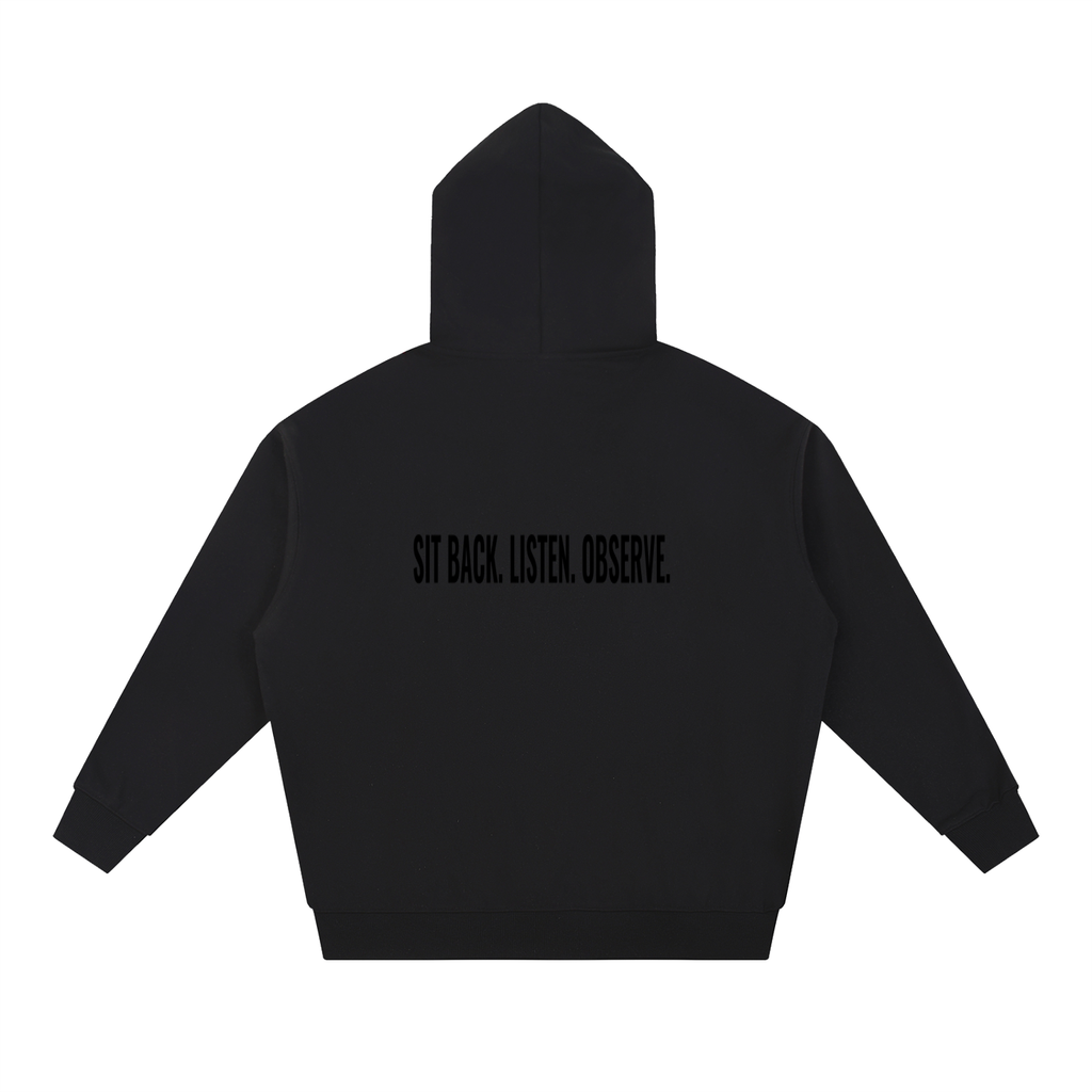 SLaO Essential Heavyweight Hoodie — Sit Back. Listen. Observe.