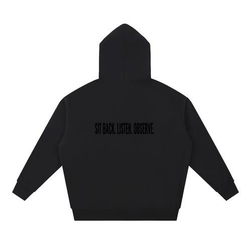 SLaO Essential Heavyweight Hoodie — Sit Back. Listen. Observe.