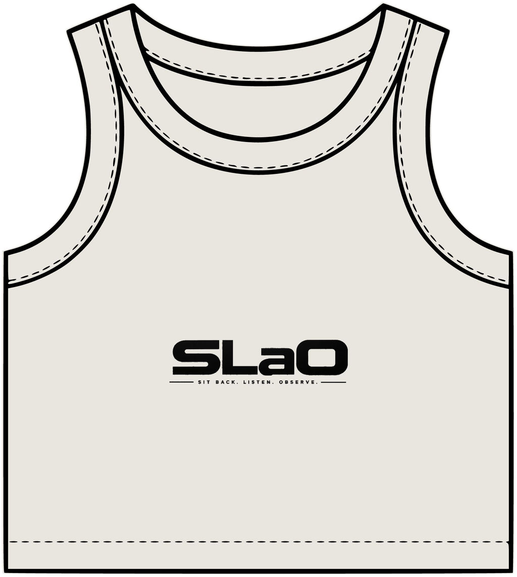 SLaO Women’s Essential Rib Crop Tank — Sit Back. Listen. Observe.