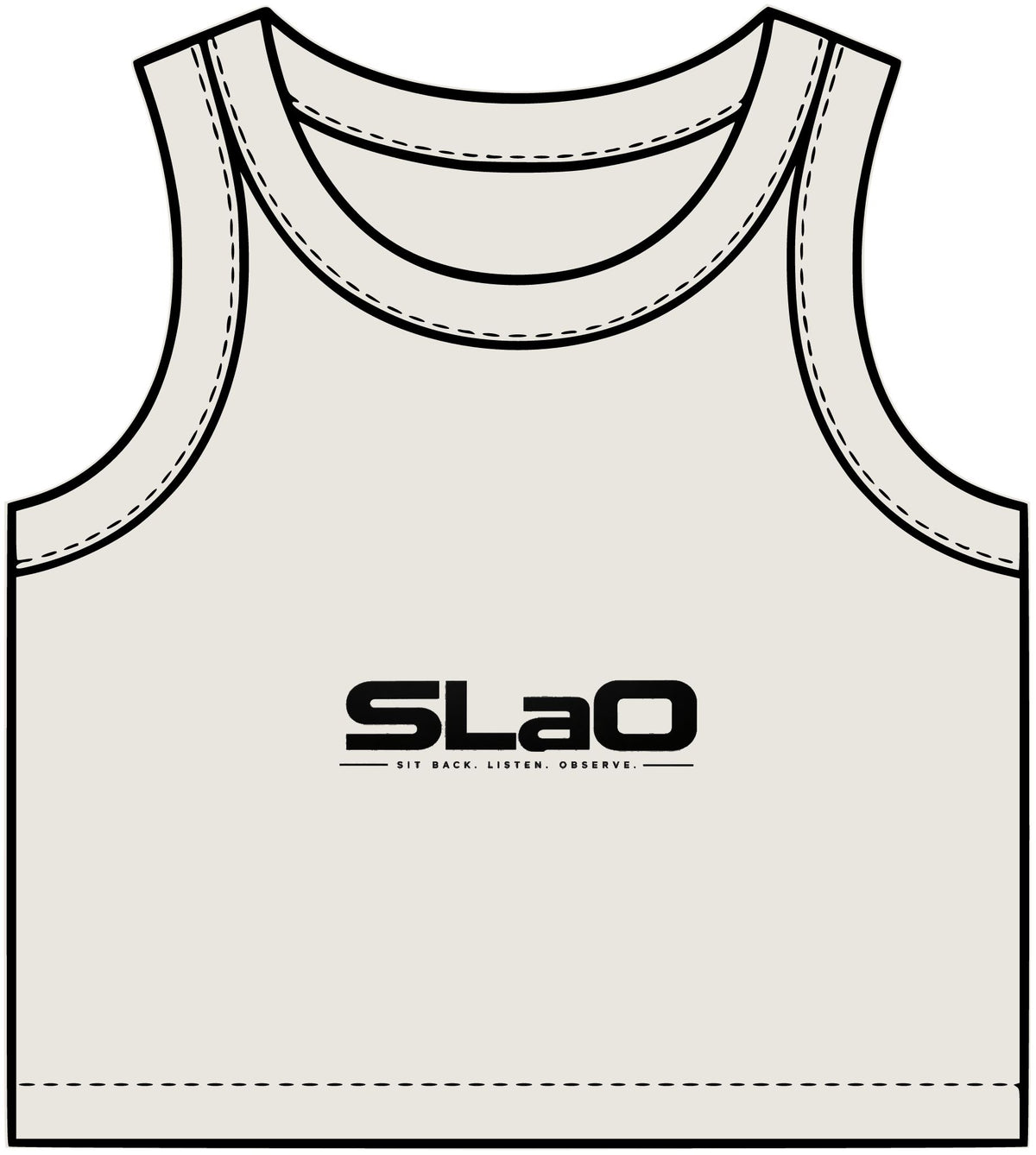 SLaO Women’s Essential Rib Crop Tank — Sit Back. Listen. Observe.