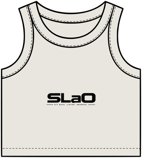 SLaO Women’s Essential Rib Crop Tank — Sit Back. Listen. Observe.