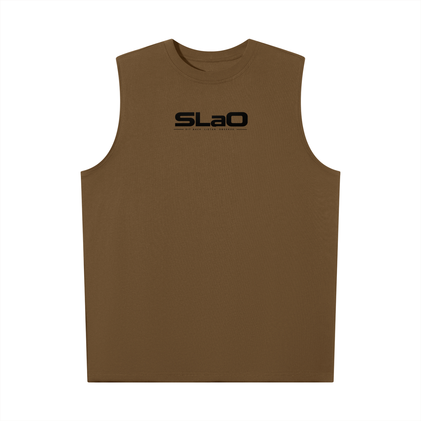 SLaO Men’s Oversized Cotton Tank — Sit Back. Listen. Observe.